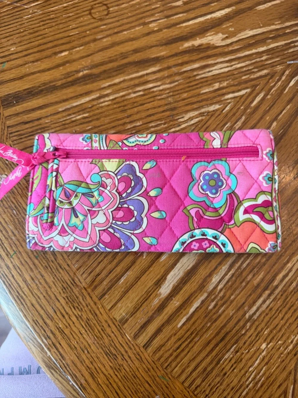 Vera Bradley Quilted Wristlet in Bright Pink Multi Paisley - Picture 7 of 9